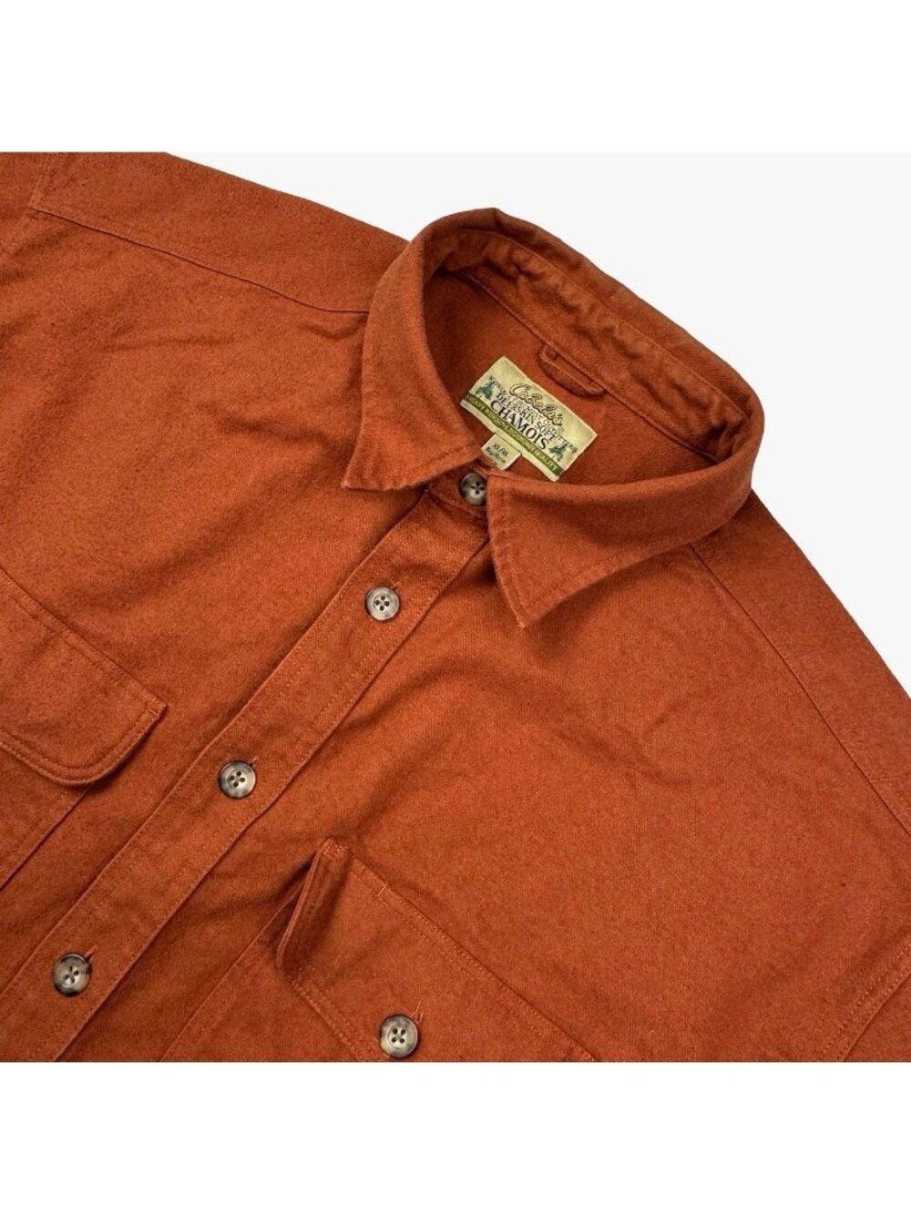 Cabela's Men's Deerskin Soft Chamois L/S Button Shirt Burnt Orange • XL